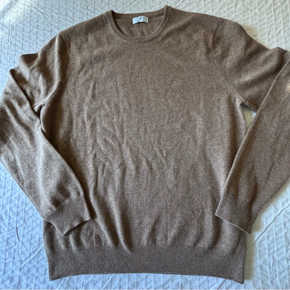 Malo Optimum XL brown camel wool cashmere crew neck Mens sweater